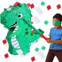 Hollowfly 20 Inches Large Piata for Birthday Party with a Blindfold and Bat Piata Birthday Party Decorations for Kids Anniversary Game Supplies(Dinosaur)