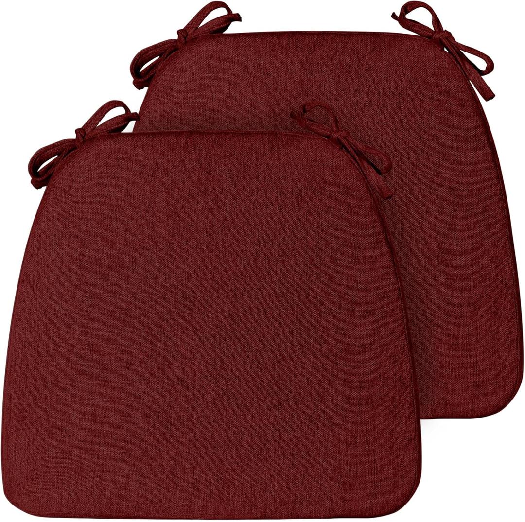 Seat Cushions for Kitchen Chairs Cushions Set of 2 Indoor Dining Room Chair Cushion Replace Office Dorm Home Farmhouse Decor Pad D Shaped Hard Foam Wood Furniture Stool Cushion 17"x16"x2" Burgundy