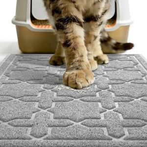 Yimobra Cat Litter Mat, Litter Trapping Waterproof Non Slip PVC Mat, Scatter Control Easy Clean for Litter Box, 47"x36", Grey