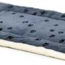 MidWest Homes for Pets XS QuietTime Reversible Paw Print Pet Bed, Soft Faux Fur & Fleece 22-Inch Crate Mat for Small Dogs & Cats, Machine Washable, Blue and Cream - Pack of 6