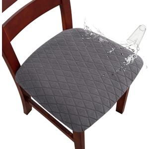 Genina Waterproof Seat Covers for Dining Room Chairs, Stretch Chair Covers Removable Washable Dinning Room Kitchen Chair Seat Cushion Slipcovers (Argyle-Dark Gray, 4 PCS)