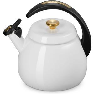 Le Creuset Enamel on Steel Cloche Kettle, 2.2 qt., White with Gold Accents