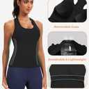 Ecogoose Sports Bra Tank Tops for Women with Built-in Bra, Wide Strap Racerback Workout Crop Tops, Running Gym Yoga Athletic Shirts Black