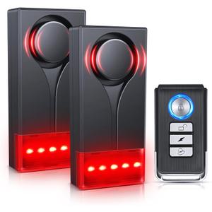 Car Anti-Theft Vibration Alarm, ELECTOP 108dB Automobile Vibration Sound & Light Alert, Wireless Remote Car Alert Automotive Warning Interior Safety Light with 2pcs Alarm