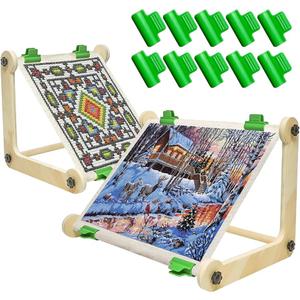 Adjustable Wooden Embroidery Stands for Cross Stitch, Tabletop Hoop Holder with 2 Sizes Rods Tapestry Needlepoint Lap Natural Wood Frame for Sewing & Quilting Perfect Gift for Women's Birthday