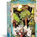 Hands Craft Moomin Moominous Dance Party Book Nook Kit Fun 3D Puzzle with Touch LED Lights DIY Wooden Craft Kit for Bookshelf Decor & Gifts Features Moomintroll & Friends from Moomin Valley