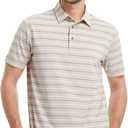 M MAELREG Golf Shirts for Men Short Sleeve Dry Fit Striped Performance Lightweight Moisture Wicking Collared Casual Golf Polo (L)