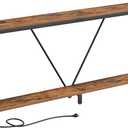 HOOBRO 70.9" Extra Long Sofa Console Table with Charging Station, 2-Tier Behind Couch Table with V-Brace, for Narrow Entryway, Hallway, Living Room, Rustic Brown BF186UXG01