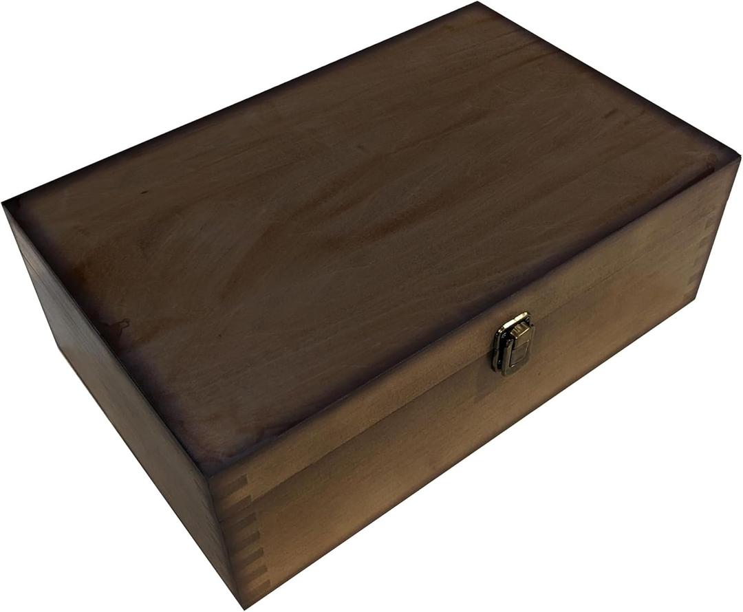Stained Wooden Keepsake Box, Large Memory Box for Keepsakes, Decorative Storage Box for Memories, Jewelry, & Photos, Memorial Boxes for Men & Women