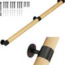 6FT Wooden Stair Handrails,Indoor Outdoor Hand Railings, Sturdy Wall Mount Support,Non-Slip Safety Handrail for Elderly, Children, and People with Physical Limitations (Burlywood)