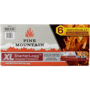 Pine Mountain XL StarterLogg, 2 Times Bigger Than Pine Mountain Wrappeed Starerlogg, Individualy Wrapped Fire Stater, Good for Wood Fire Log for Campfire, Fireplace, Wood Stove, Fire Pit
