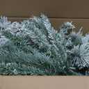 Puleo International 6.5ft Pre-Lit Flocked Portland Pine Pencil Christmas Tree with 300 Clear Lights, 410 Realistic Dense Snow Flocked Branch Tips, Easy Setup Artificial Trees with Sturdy Metal Stand