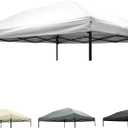10x10 Canopy Replacement top,10x10ft Pop Up Canopy Top Cover,Silver Coated Durable Replacement Canopy top for Straight Leg Canopy Frame,White(1 PCS Top Cover Only)