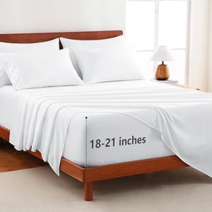 CozyLux Extra Deep Pocket King Sheets - 6 Piece Sheet Set - Fits Up to 21 inches Thick Mattresses - Luxury Bedding Set - Breathable Bed Sheets & Pillowcases - Easy & Secure Fit - White, King Size