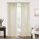 XTMYI Beige 100 Inches Long Country Curtains for Living Room,Sheer Linen Shabby Chic Curtains for Bedroom,68 Inches Wide
