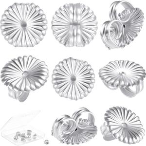 Hicarer 8 Pieces Earring Backs for Droopy Large Backs for Studs Replacement Secure Lifters for Heavy Earring(9 mm,Silver)