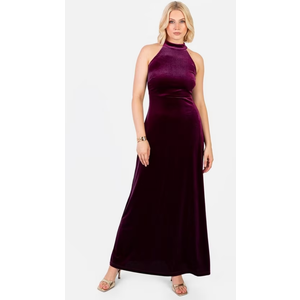 Maya Deluxe Halterneck Velvet Maxi Dress, Rich Purple M