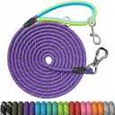 Long Dog Leash for Dog Training 10FT/15FT/20FT/30FT/40FT/50FT/100FT Reflective Leash with 2 Hooks, Heavy Duty Dog Lead for Large Medium Small Dogs Outside Walking Camping Yard, Purple 30FT