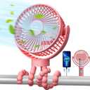 Portable Fan, Stroller Fan 60Hrs 12000mAh Battery Operated Fans USB Rechargeable Small Fan for Bedroom, Desk, Personal Handheld, Clip on Fan for Baby Stroller, Travel, Car Seat, Peloton, Bed, Camping