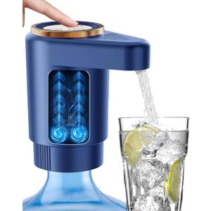 Water Jug Pump for 5 Gallon Bottle Portable Electric USB-C Charging Dispenser, Dual Powerful Motors, Fast Flow, Fits 2-5 Gallon Jugs Ideal for Home, Office, Camping, RV, Dark Blue