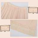Juephe Lace Slip Underskirt Half Slips for Under Dresses Skirt Extenders Womens Anti StaticOver Knees (Beige, XXL)