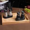 2 PCS - Stainless Steel and Glass Salt and Pepper Shaker Sets with Holder (BLACK)