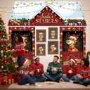 3 Pcs 10 x 3 ft Christmas Elk House Decoration Large Xmas Elk Door Covers Backdrop Christmas Garage Door Banner for Xmas Holiday Background