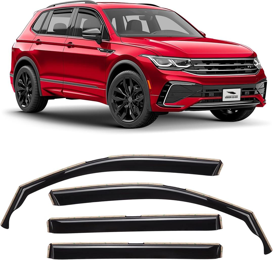 in-Channel Extra Durable Rain Guards for Volkswagen Tiguan 2018-2025, Window Deflectors, Vent Window Visors, 4 Pieces - 220164 (For Tiguan 18-25)