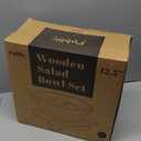 Public House Large Wooden Salad Bowl Set 12.5 Inch with Serving Utensils, Tray Lid and Carry Strap. Acacia Wood Large Salad Bowls Ideal for Fruits and Dishes, Wooden Bowls for Food, Serving Bowl (Natural)