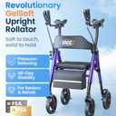 VOCIC Z22 Upright Walkers for Seniors with Seat, GelSoft Stand Up Walker
GelSoft Upright Walker with Adjustable Armrests&Cup Holder; 8" All-Terrain & Ergo Backrest Provide Comfort, 300 LBS, Purple