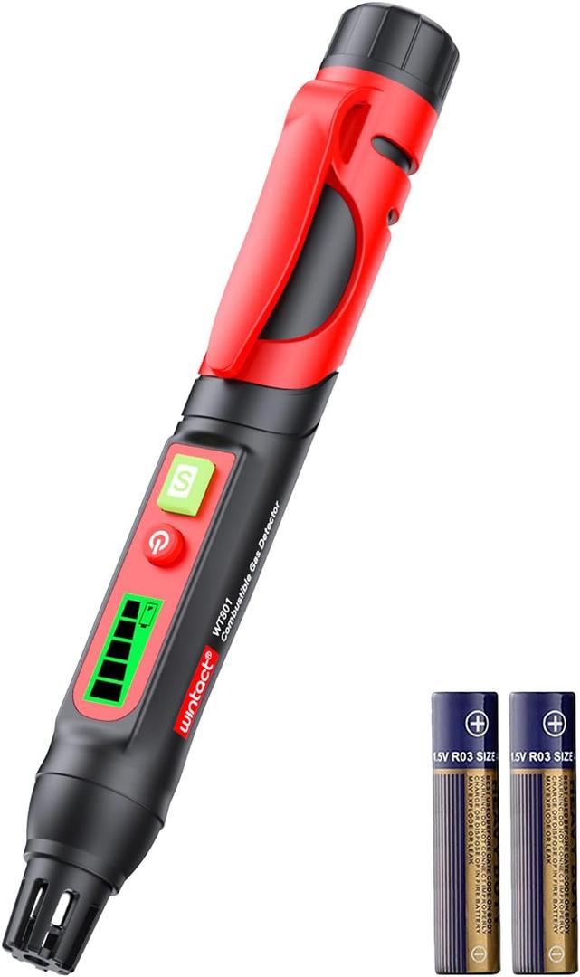 Wintact Gas Leak Detector, Portable Combustible Gas Leak Detector Pen, Natural Gas Sniffer Test Methane, Propane, Ethane, Toluene, Butane for RV, Home