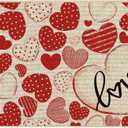 Baccessor Valentines Day Door Mat Red Stripe Love 17x36 inch Decorative Front Doormat Indoor Outdoor Non Slip Rubber Backing Seasonal Anniversary Wedding Entryway Kitchen Floor Decoration