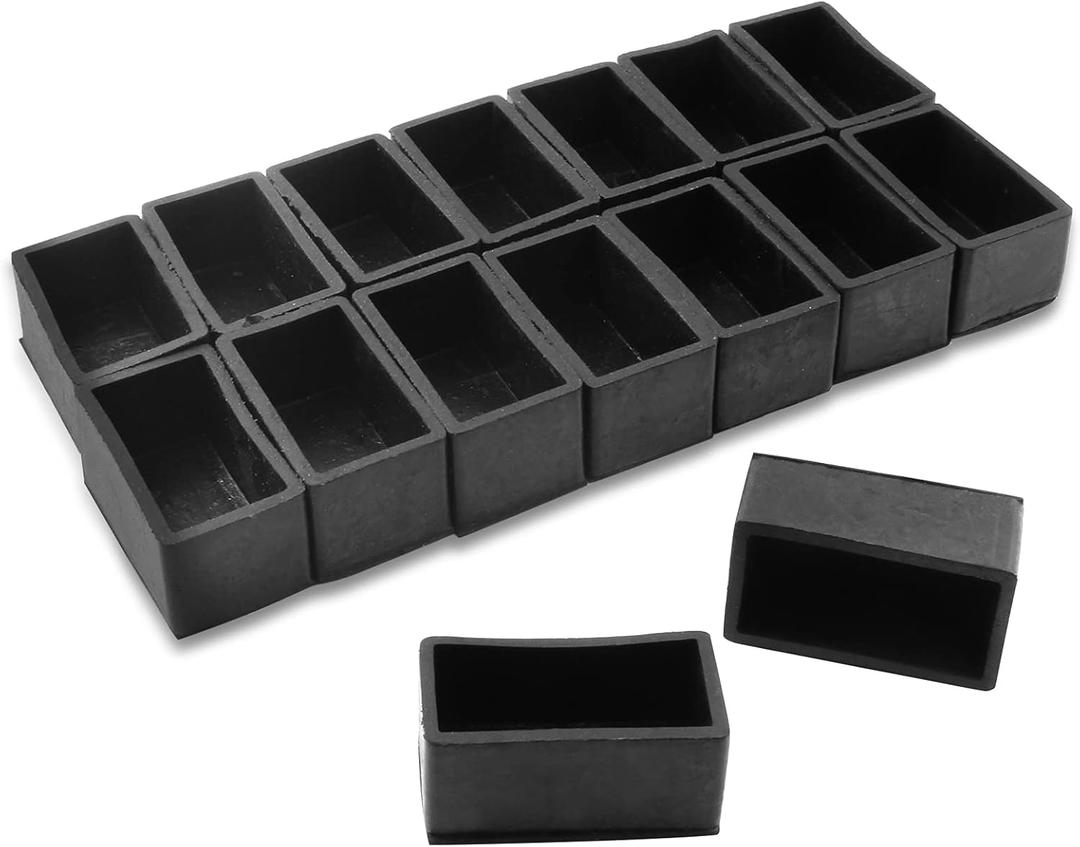 Uenhoy 16 Pcs Rectangle Rubber Chair Leg Covers, Black Chair Leg Caps Rectangular Furniture Feet Cover, Chair Leg Floor Protectors 1" x 2"