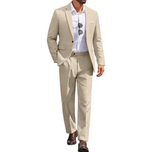COOFANDY Men Suits Classic Fit 2 Piece Suit Set One Button Casual Blazer Wedding Bussiness Suit Separates (S)