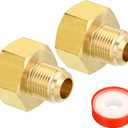 PATIKIL 1/2 SAE Male x 3/4 SAE Female Brass Flare Tube Fitting, 2 Pack Pipe Fitting Reducer Gas Adapter Hex Coupling with PTFE Tape for HVAC Fuel Oil Air Natural Gas Line Connection