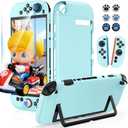 CMANBAH Dockable Protective Hard Cover for Nintendo Switch 2 2025, Slim Shell Skin Case Set for Switch 2 Accessories, 1 Screen Protector&6 Thumb Grips, Supports Kickstand Use and Charging Dock, Blue