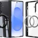 Kaiiecal for Galaxy Z Fold 7 Case [Fit for Magsafe] [Anti-Yellowing] [Built-in Screen Protector & Kickstand] [Hinge Protection] Shockproof Protective Transparent Phone case for Z Fold7, Clear Black