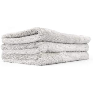 The Rag Company - Eagle Edgeless 500 (3-Pack) Professional Korean 70/30 Blend Super Plush Microfiber Detailing Towels, 500GSM, 16in x 24in, Ice Grey