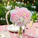Artificial Peonies Flowers, Pink Cake Flowers Fake Silk Roses with Stems Faux Tulip Wedding Bridal Bouquets for Table Centerpieces Floral Arrangement Arch Home Decoration