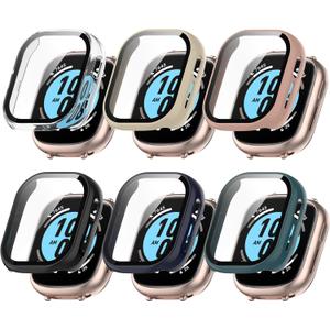 FitTurn Hard PC Case with Tempered Glass Screen Protector Compatible with Honor Watch 4 Watch(TMA-L19), Ultra-Thin Scratch Resistant Overall Protective Cover for Honor Watch 4 Smartwatch (6 Colors)