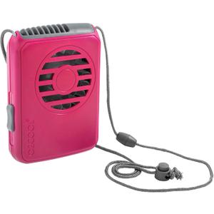 O2COOL Battery Powered Deluxe Necklace Fan For Personal Cooling With Adjustable Lanyard (Pink)