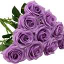 Artificial Rose 10pcs Open Flower Bouquet Faux Rose Stems for Wedding Arrangement, Bridal Bouquet, Centerpiece, Fake Faux Silk Flowers (Lilac)