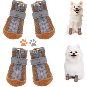 Dog Shoes for Small Dogs, Puppy Dog Boots & Paw Protector for Winter Snow Day, Summer Hot Pavement, Waterproof in Rain Weather, Ourdoor Hiking, Indoor Hardfloors with Anti Slip Sole 4PCS/Set (#5 (width 1.88 inch) for 21-27 lbs)