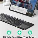 Samsers Foldable Bluetooth Keyboard with Touchpad - Portable Wireless Keyboard with Holder, Rechargeable Full Size Ultra Slim Pocket Folding Keyboards for Android Windows iOS Tablet & Laptop - Black (BT x1)