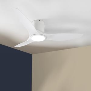 52" Flush Mount Ceiling Fan with Light White,Low Profile Celing Fan with DC Motor Reversible,3 Color Temperature,6 Speeds