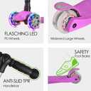 Kids Kick Scooter, 3 Wheeled Scooter for Kids, Child/Toddlers Toy, Adjustable Height, Anti-Slip Deck, Flashing Wheel Lights, for Boys/Girls 3-12 Year Old
