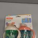 Nuby 2-in-1 Toddler Cup with 360 Weighted Straw & Hard Spout - (2 Pack) 8 oz - Leak-Resistant & Easy Grip Handles - Dishwasher Safe - Jungle/Ocean