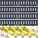 Trekassy E Track Rails Tie-Down Kit -12 Pieces: 4 Pack 5ft Etrack Rails, 4 E-Track Straps and 4 O-Rings for Trucks, Vans, Garages, Trailers Tie Down System, 5ft-12pcs