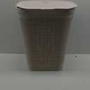 Mind Reader 60L Slim Laundry Hamper, Clothes Basket, Lid, Linen Design, Plastic, Ivory
