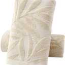 Pidada Hand Towels Set of 2 Leaf Pattern 100% Cotton Absorbent Soft Decorative Towel for Bathroom (Light Brown)